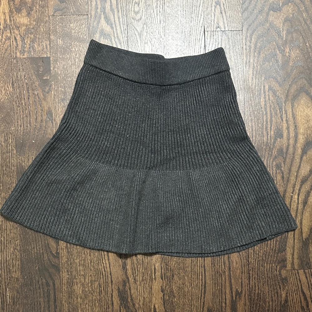 Zara Black Ribbed Skater Skirt